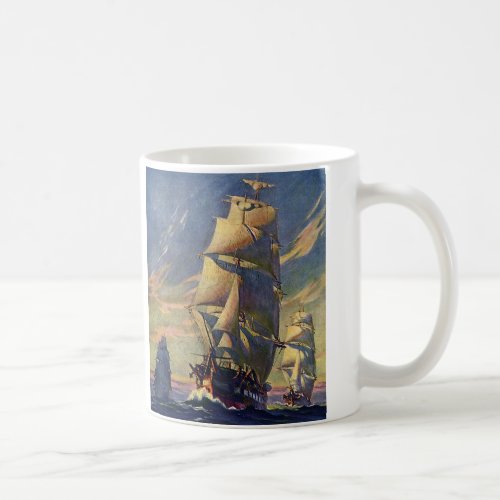 Vintage Transportation Clipper Ships at Sea Coffee Mug