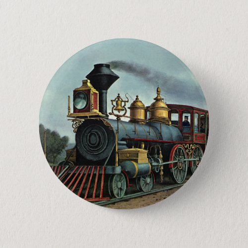 Vintage Transportation Coal Train Locomotive Button