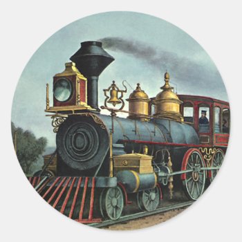 Vintage Transportation  Coal Train Locomotive Classic Round Sticker by Tchotchke at Zazzle