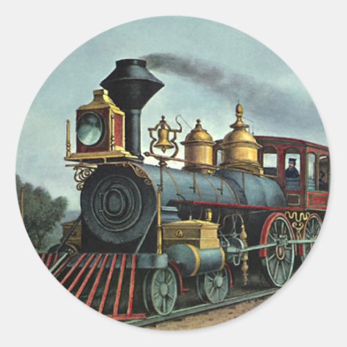 Vintage Transportation Coal Train Locomotive Classic Round Sticker