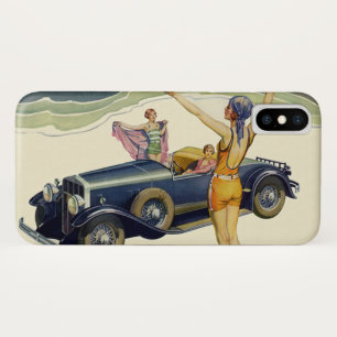 Vintage Transportation Convertible Car on Beach iPhone X Case