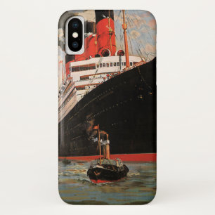 Vintage Transportation, Cruise Ship Harbor Tugboat iPhone X Case