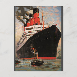 Vintage Transportation, Cruise Ship Harbor Tugboat Postcard
