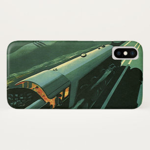 Vintage Transportation, Green Speeding Train iPhone X Case