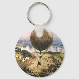 Vintage Transportation, Hot Air Balloon Dirigibles Keychain