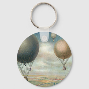 Vintage Transportation Hot Air Balloons, Dirigible Keychain