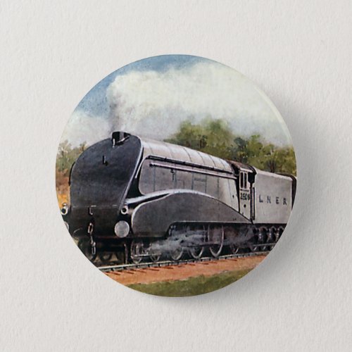 Vintage Transportation Modern Silver Bullet Train Button