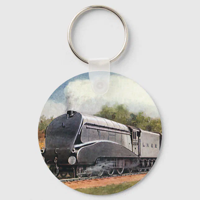 Vintage Transportation, Modern Silver Bullet Train Keychain | Zazzle