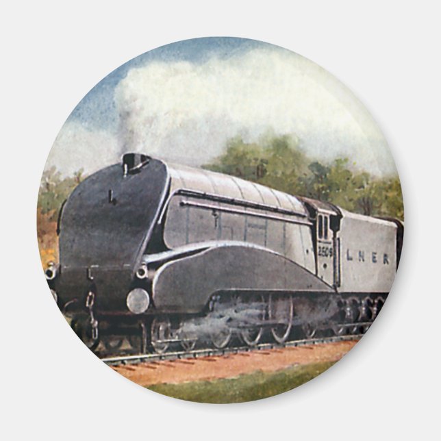 Vintage Transportation, Modern Silver Bullet Train Magnet (Front)