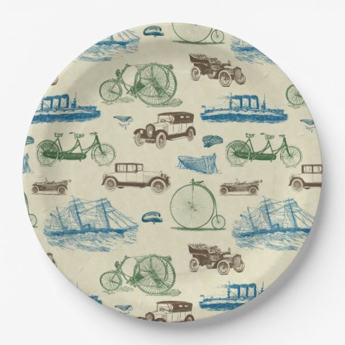 Vintage Transportation Paper Plates