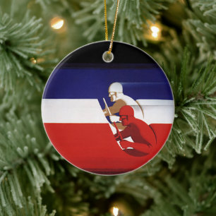 Vintage Transportation, Patriotic Racers Race Cars Ceramic Ornament