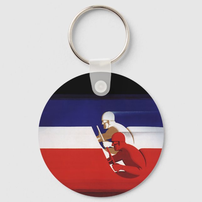 Vintage Transportation, Patriotic Racers Race Cars Keychain (Front)