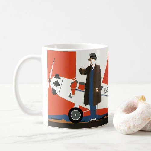 Vintage Transportation Propeller Plane and Pilot Coffee Mug