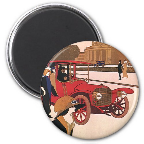 Vintage Transportation Red Antique Automobile Magnet