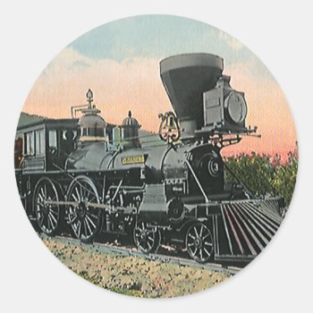 Vintage Transportation  Western Antique Coal Train Classic Round Sticker by Tchotchke at Zazzle