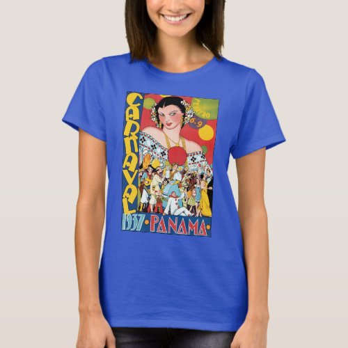 Vintage Travel 1937 Panama Carnival Party Woman T_Shirt