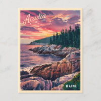 Vintage Travel Acadia National Park Maine Seaside