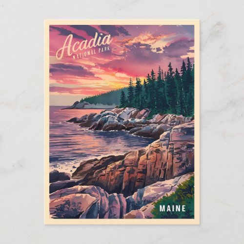 Vintage Travel Acadia National Park Maine Seaside Postcard