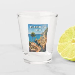 Vintage Travel Acapulco Mexico Seaside Retro Shot Glass