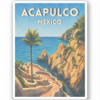 Vintage Travel Acapulco Mexico Seaside Retro