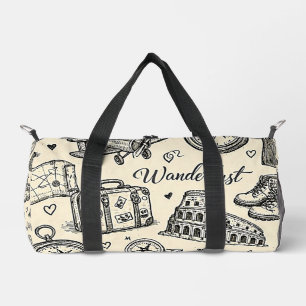 Vintage Travel Adventures Seamless Pattern Duffle Bag