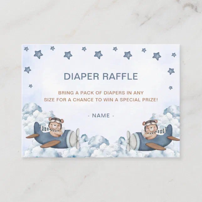 Vintage Travel Airplane Baby Shower Diaper Raffle Enclosure Card | Zazzle