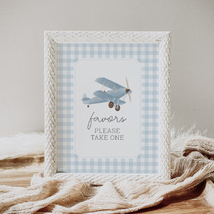 Vintage Travel Airplane Baby Shower Favors Sign