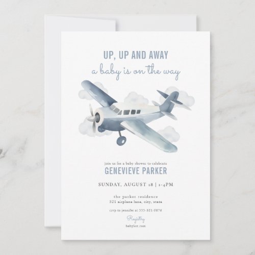 Vintage Travel Airplane Baby Shower Invitation