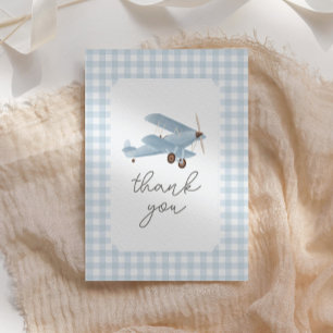 Vintage Travel Airplane Baby Shower Letterpress Thank You Card