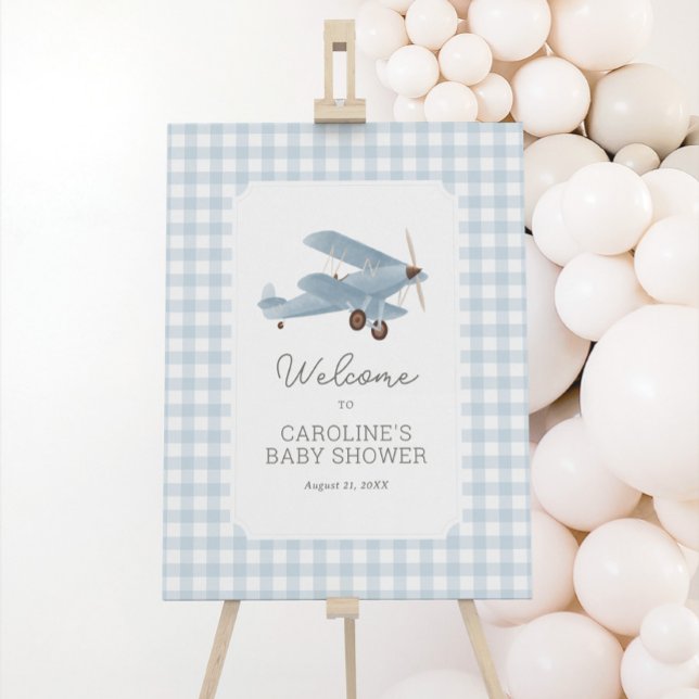 Vintage Travel Airplane Baby Shower Welcome Sign (Creator Uploaded)