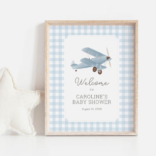 Vintage Travel Airplane Baby Shower Welcome Sign