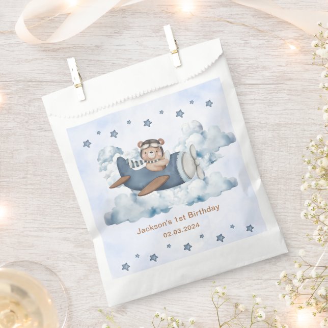 Vintage Travel Airplane Birthday Party  Favor Bag (Clipped)