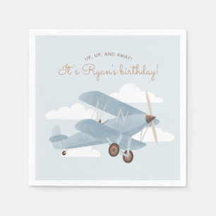 Vintage Travel Airplane Birthday Party Napkins