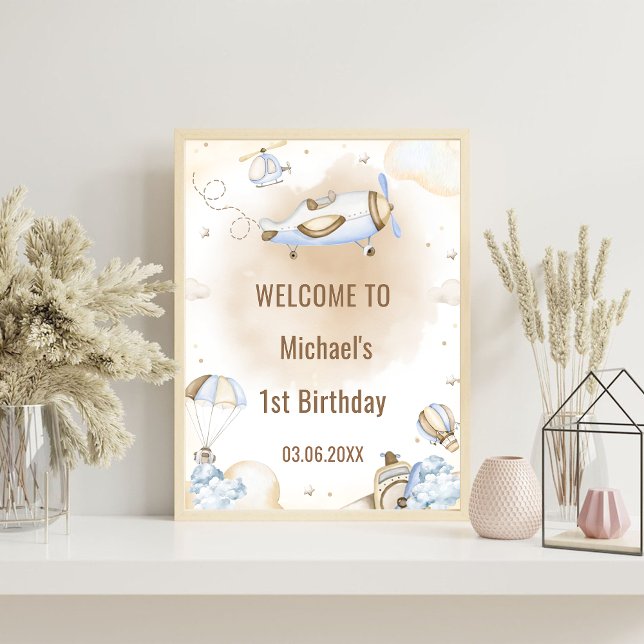 Vintage Travel Airplane Birthday Welcome Sign (Creator Uploaded)