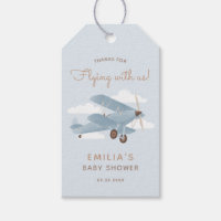 Vintage Travel Airplane Boy Baby Shower Gift Tags