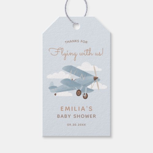 Vintage Travel Airplane Boy Baby Shower Gift Tags