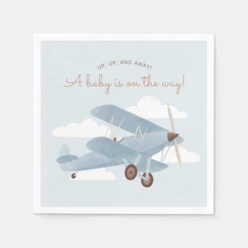 Vintage Travel Airplane Boy Baby Shower Napkins
