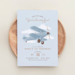 Vintage Travel Airplane Boy Birthday Party Invitation<br><div class="desc">Celebrate a special birthday with this vintage travel-inspired invitation,  featuring a blue biplane with neutral details.</div>