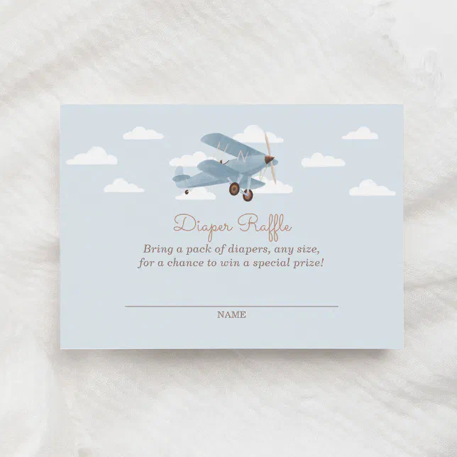 Vintage Travel Airplane Diaper Raffle Ticket Enclosure Card | Zazzle