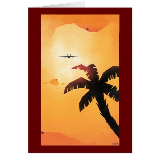 Vintage Travel, Airplane Over Hawaiian Islands (Front)