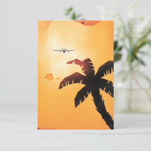 Vintage Travel, Airplane Over Hawaiian Islands (Standing Front)