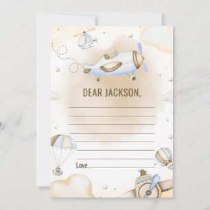 Vintage Travel Airplane Time Capsule Note Card 