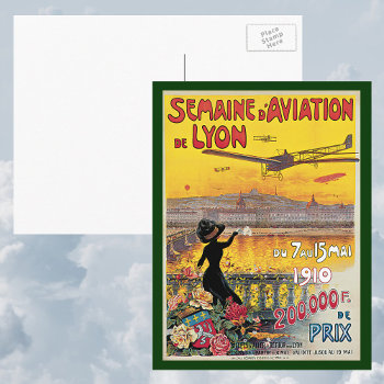 Vintage Travel  Airplanes Air Show  Lyon  France Postcard by YesterdayCafe at Zazzle