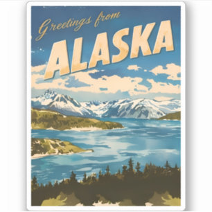 Vintage Travel Alaska Nature Landscape Retro  Sticker