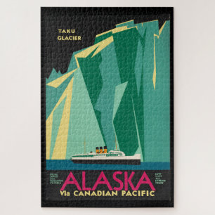 Vintage Travel Alaska Taku Glacier Cruise Ship Jigsaw Puzzle