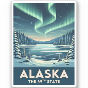 Vintage Travel Alaska Winter Landscape Retro Sticker