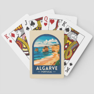 Vintage Travel Algarve Portugal Retro Seaside Poker Cards