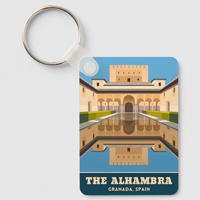 Vintage Travel Alhambra Granada Spain Retro Scenic Keychain (Front)