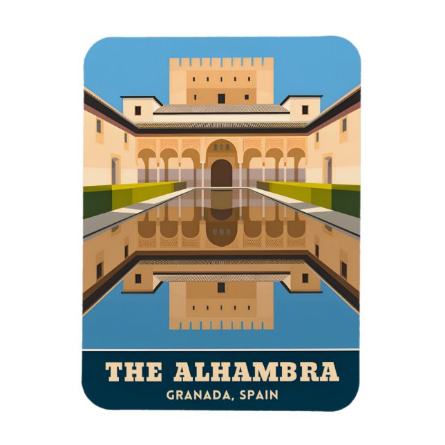 Vintage Travel Alhambra Granada Spain Retro Scenic Magnet (Vertical)