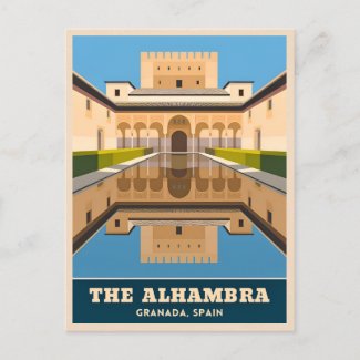 Vintage Travel Alhambra Granada Spain Retro Scenic